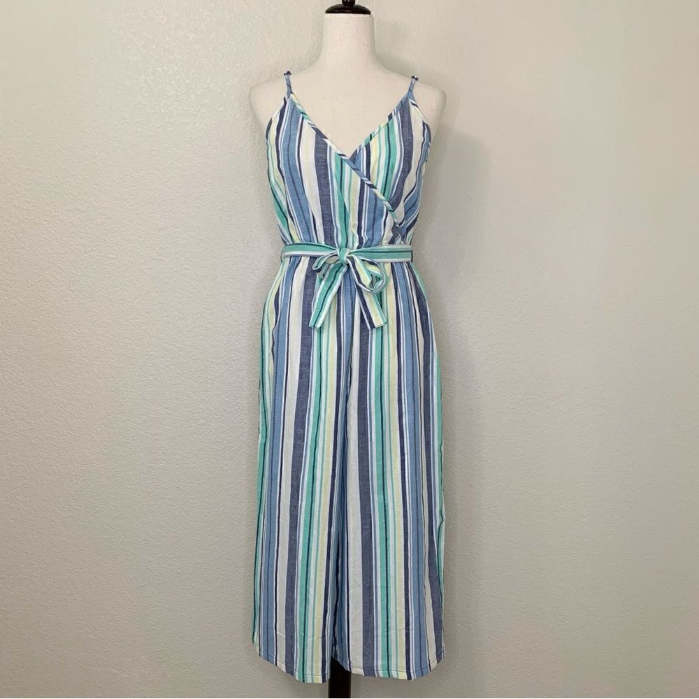 NWOT Derek Heart Women’s Size Large Striped Sleeveless Jumpsuit